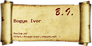 Bogye Ivor névjegykártya